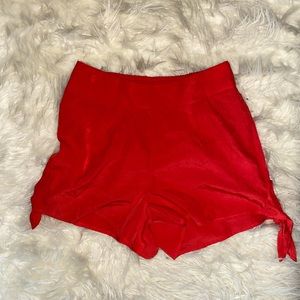 Red Shorts Tie Knot Detail Sides